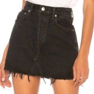 AGOLDE Quinn Hi Rise Black Denim Mini Skirt - 25